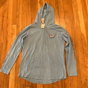 Vineyard Vines New Blue Size Small Hoodie Tee with snowman whale